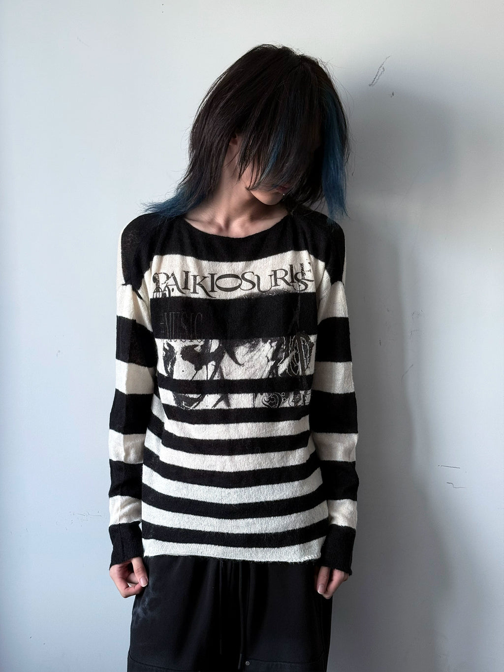PAIKI Portrait Subculture Black and White Striped Sweater