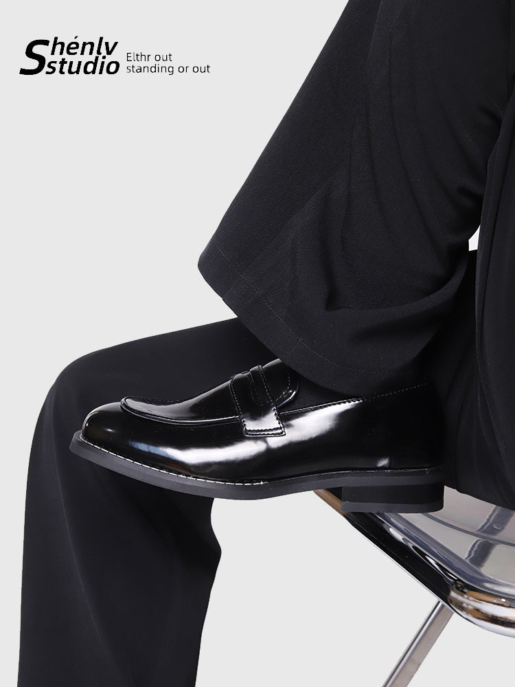 SHENLV STUDIO Minimalist Open Round Head Leather Shoes