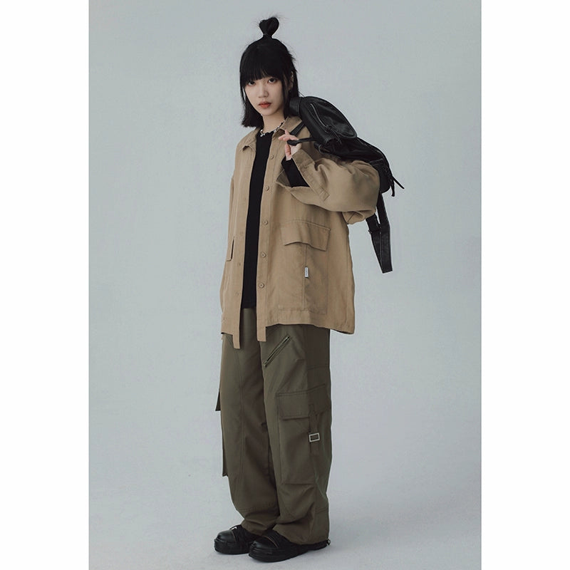 STILLYOU New Chinese-style Light Pocket Drape Long-sleeved Shirt