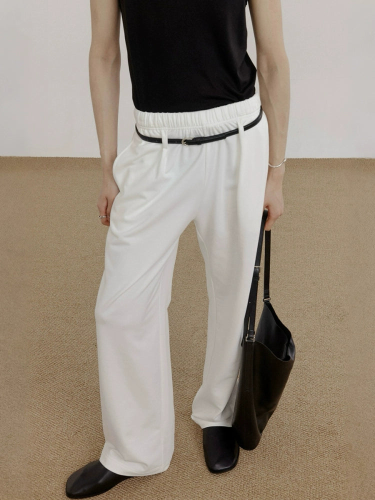 COLN Casual Loose Elastic Waist Pleated Sweatpants