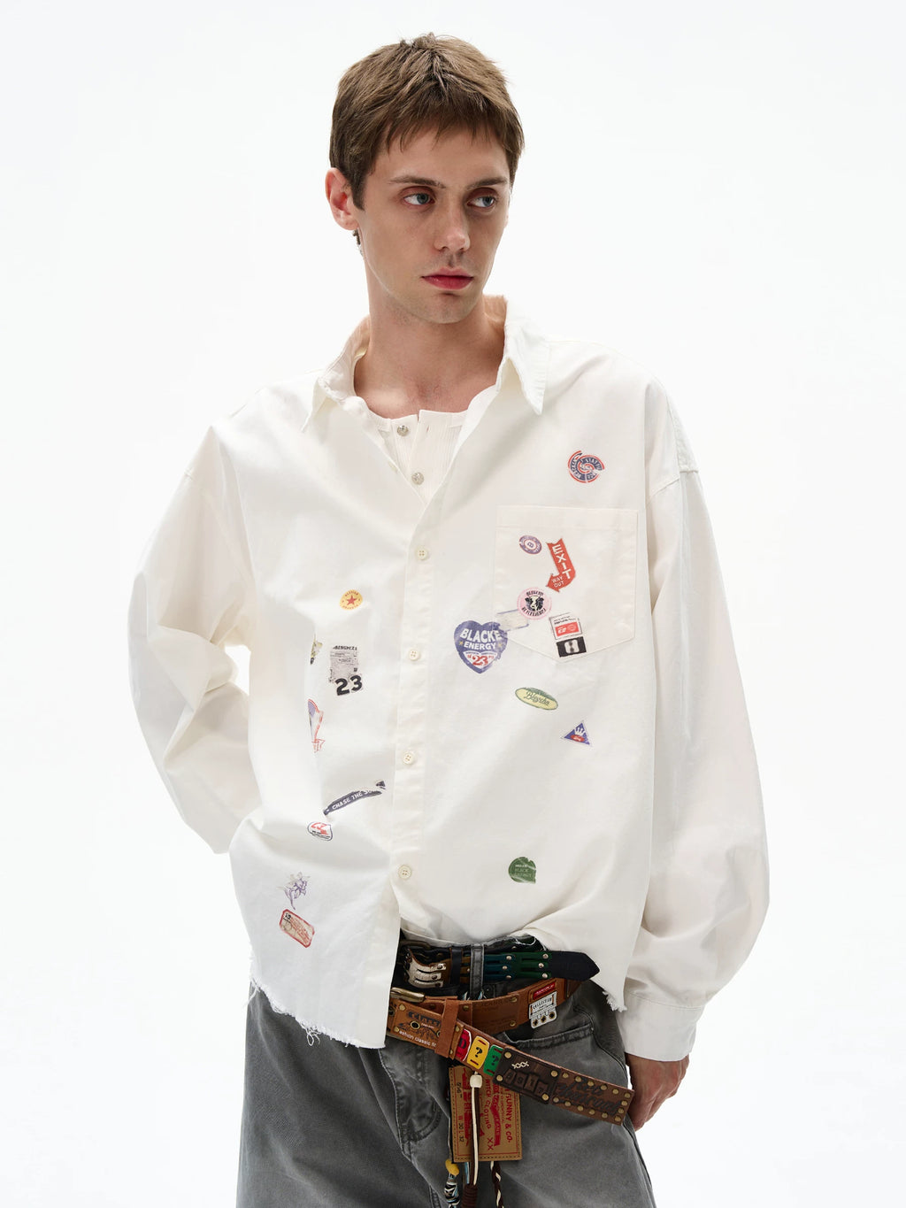 MADWITCH Fun Print Loose Long Sleeve Shirt