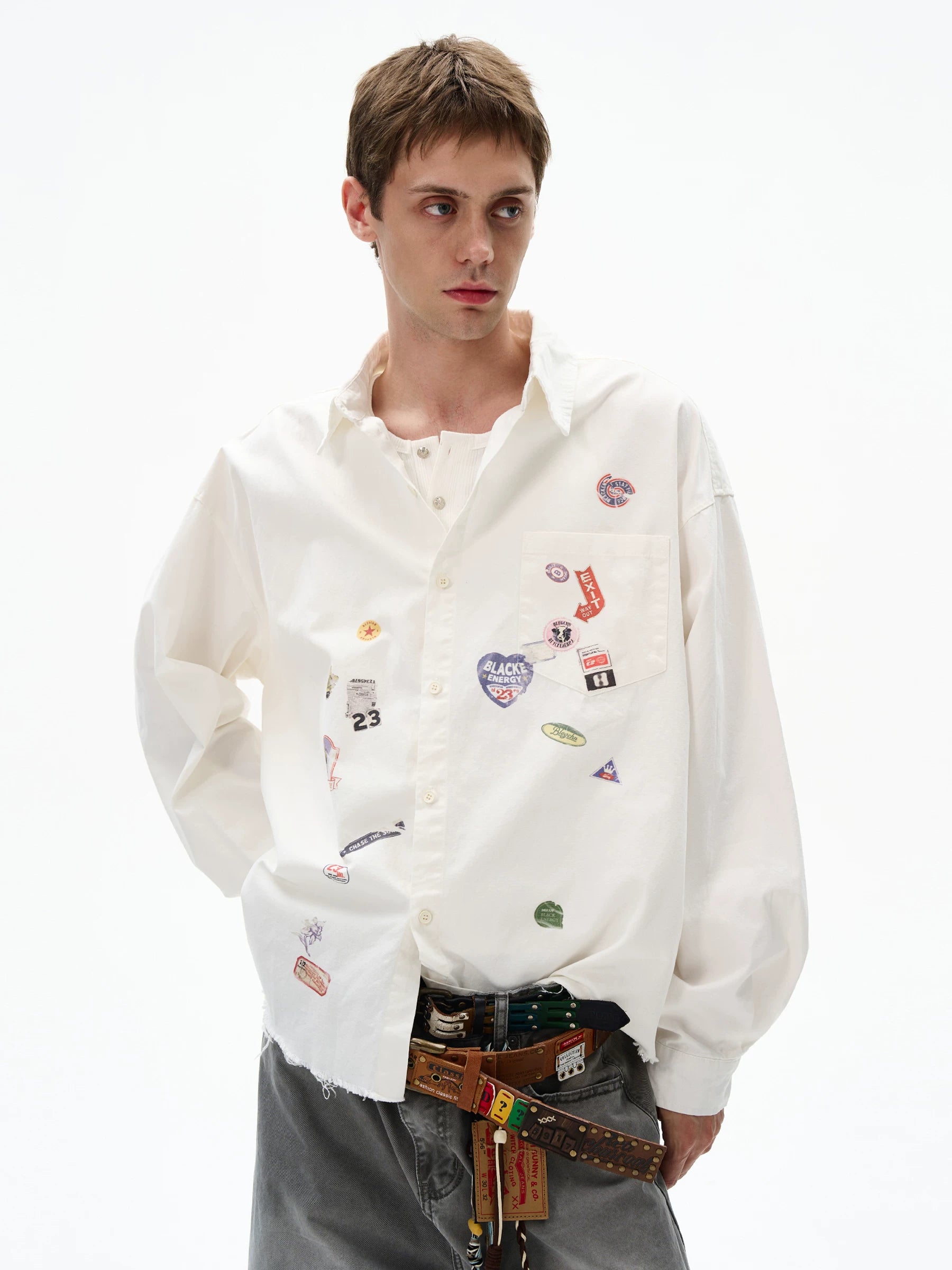 MADWITCH Fun Print Loose Long Sleeve Shirt