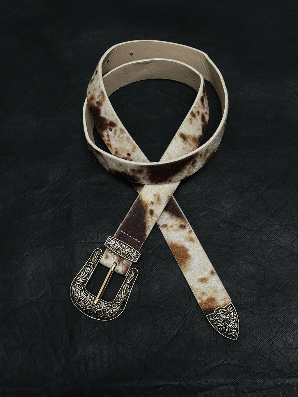 DPOL Design Beige Cow Pattern Belt