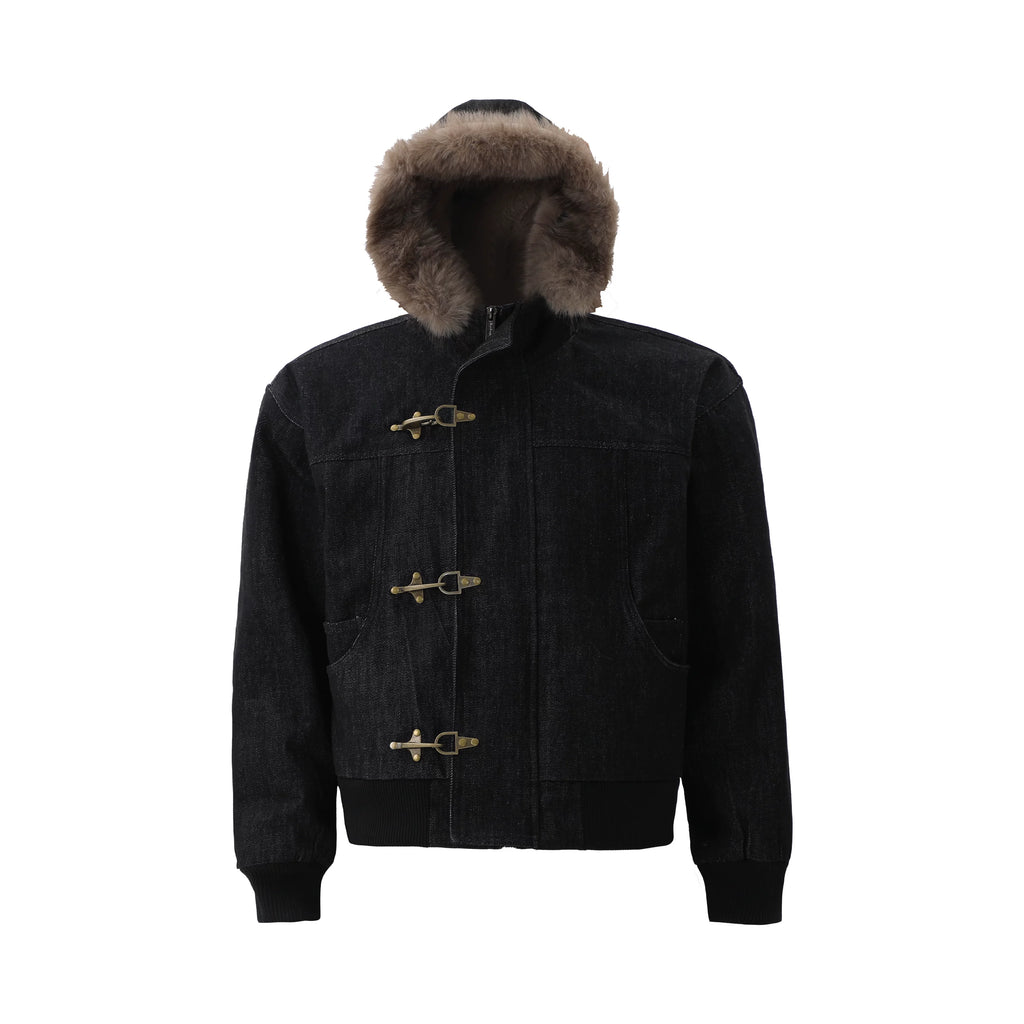 ZOZOFOREST Heavy Detachable Fur Collar Plush Seat Mountain Carving Jacket