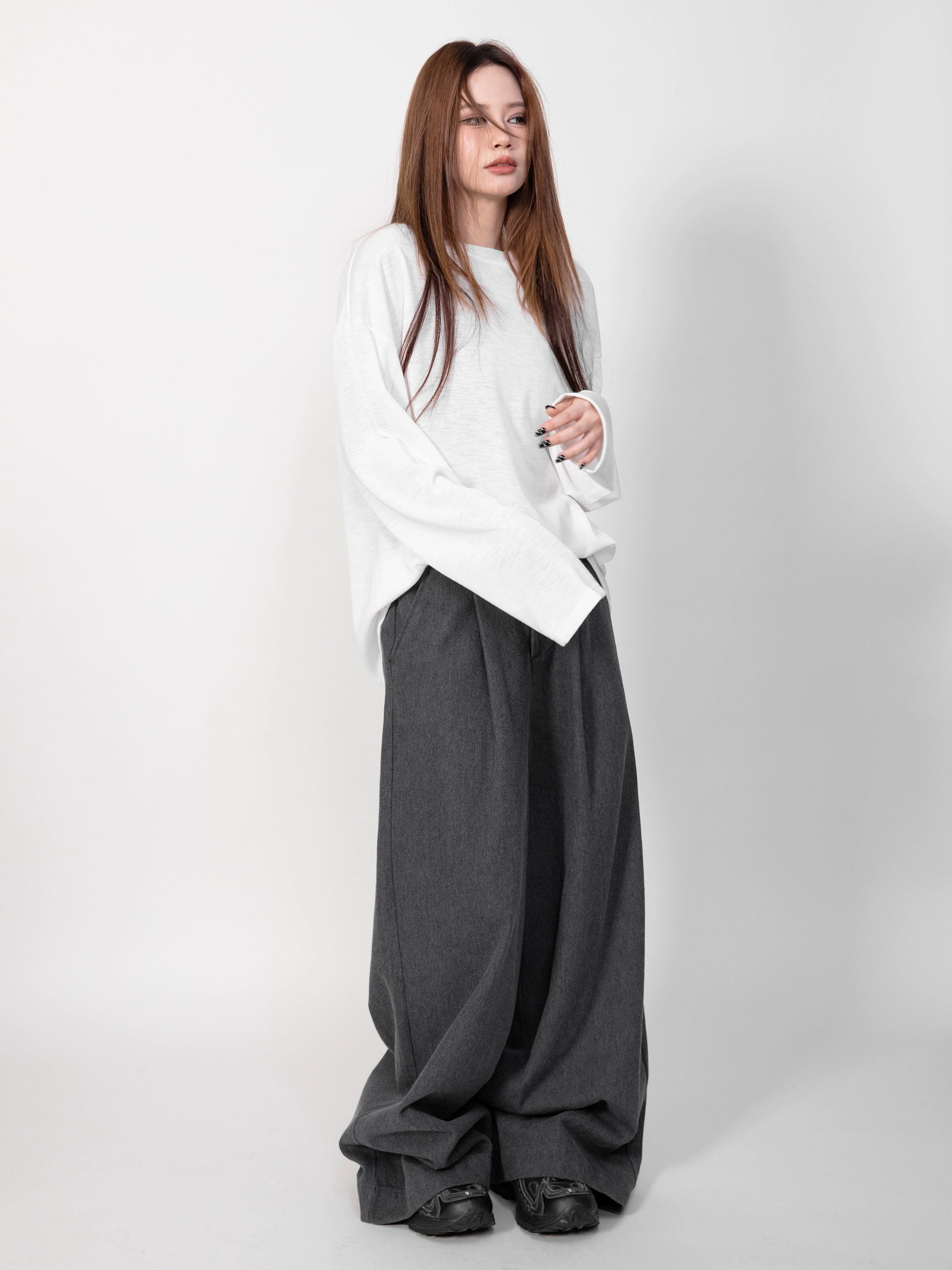 RHOMEHOUSE Lazy Loose Crew Neck Long Sleeves