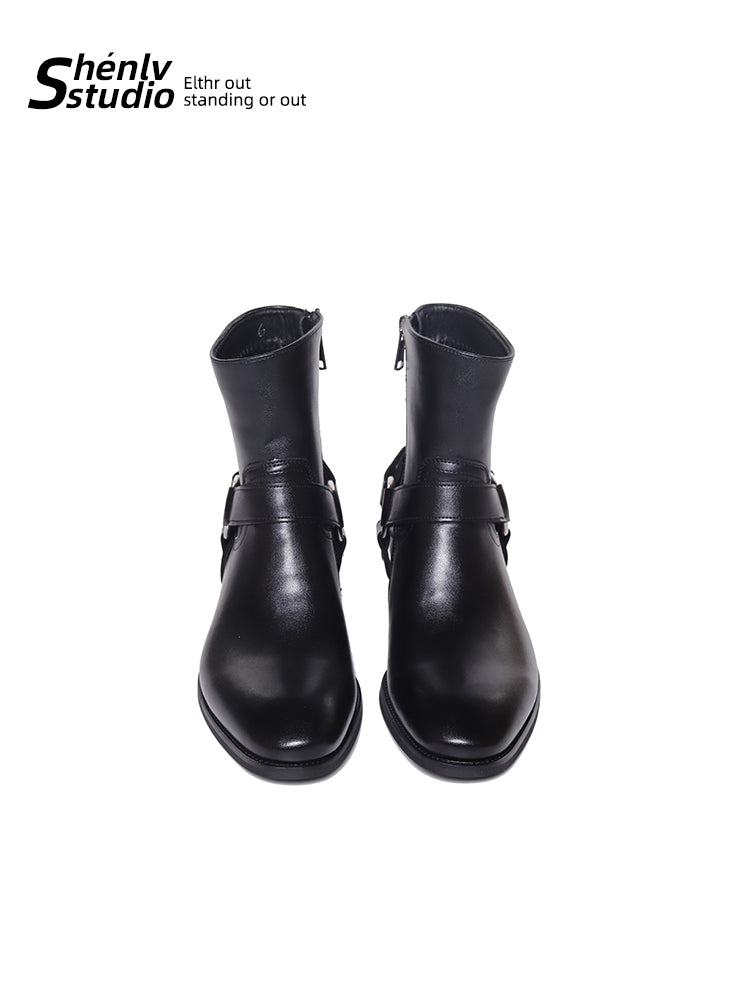 SHENLV STUDIO Pointed Chelsea Personality High Street Martin Boots