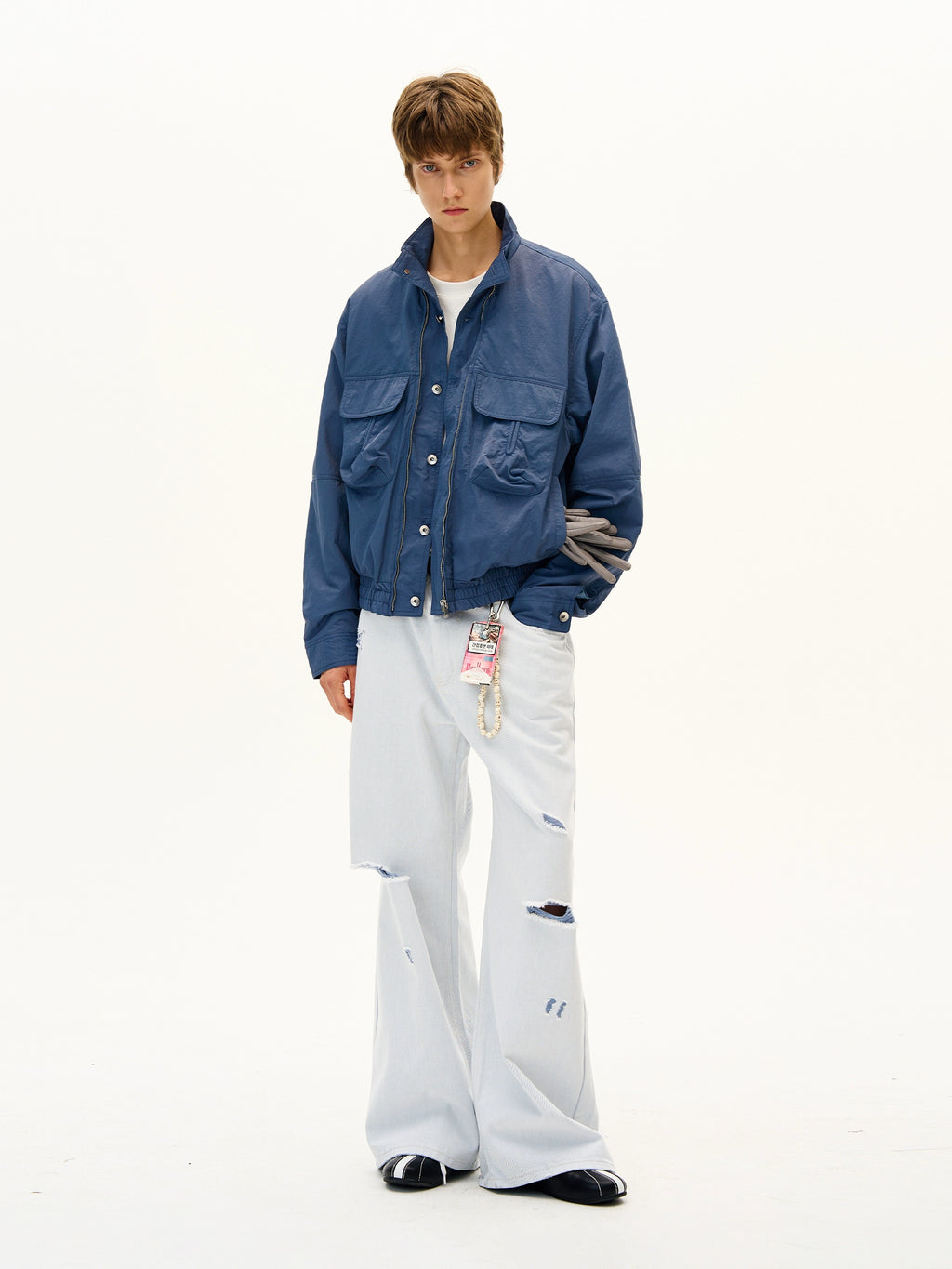 MADWITCH Loose Casual Ruffian Handsome Stand-up Collar Jacket