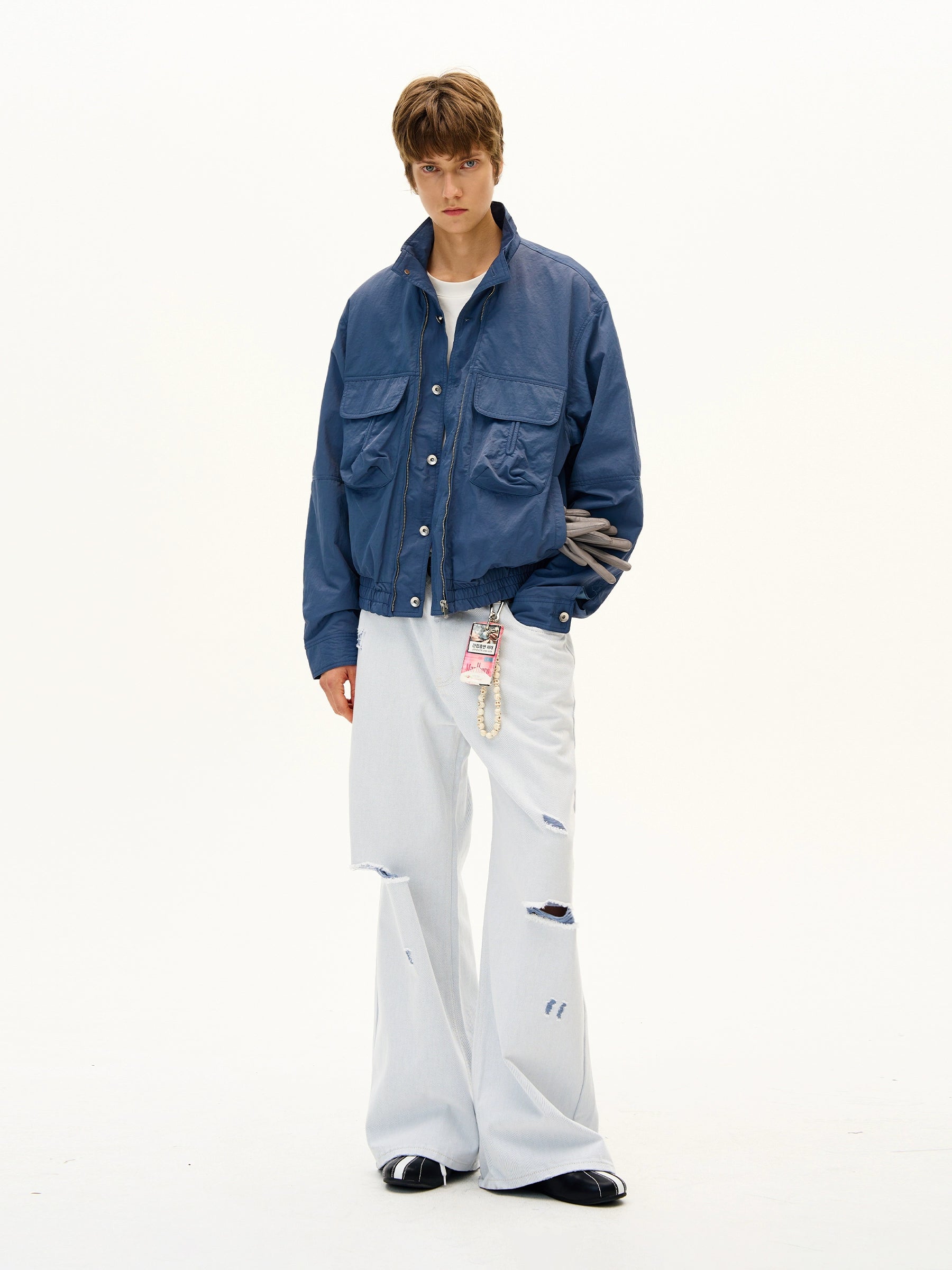 MADWITCH Loose Casual Ruffian Handsome Stand-up Collar Jacket