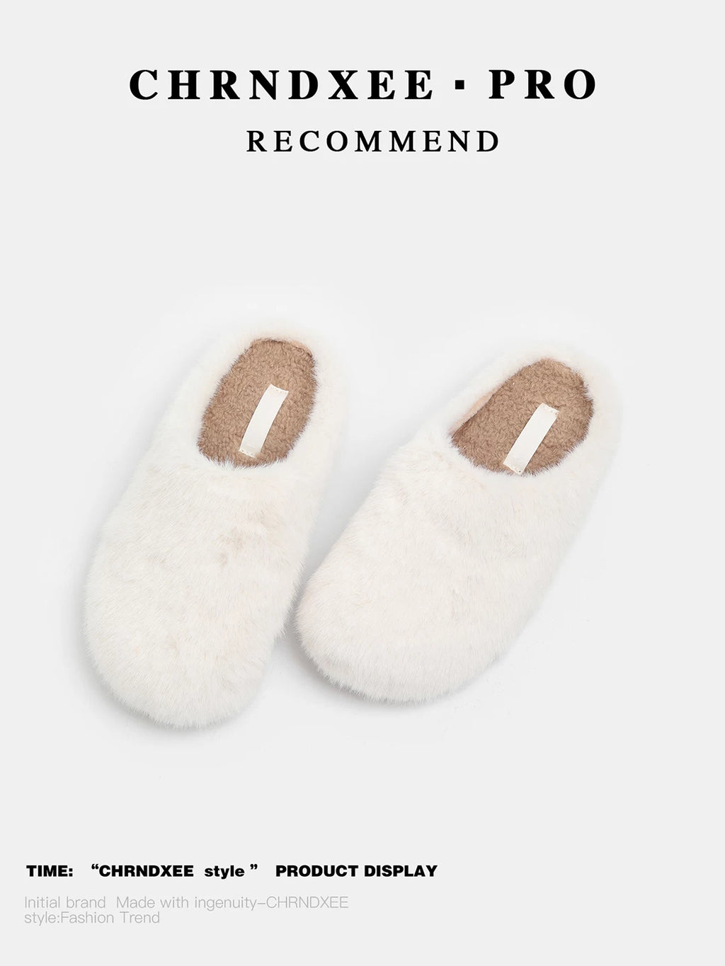 CHRNDXEE Baotou Casual One-pedal Warm Flat-soled Fluffy Single Shoes