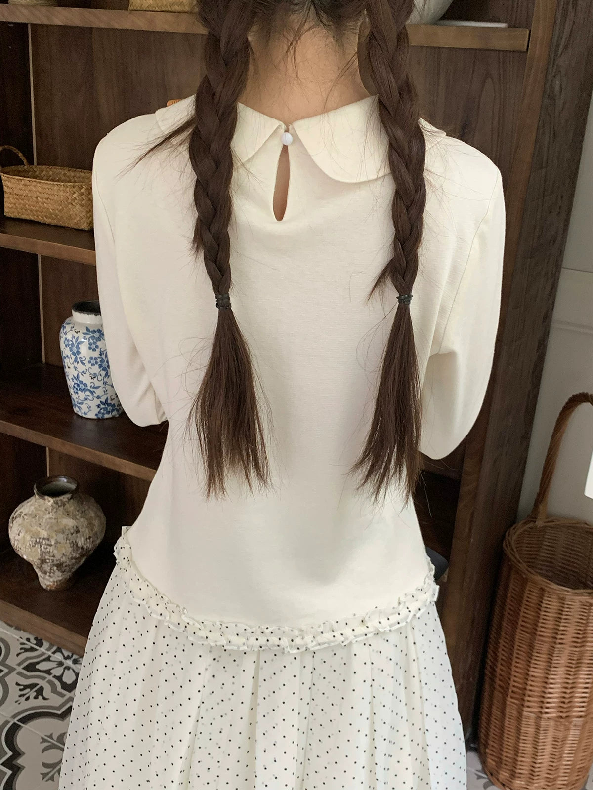 MUCHA Polka Dot Fungus Edge Doll Collar Long Sleeve