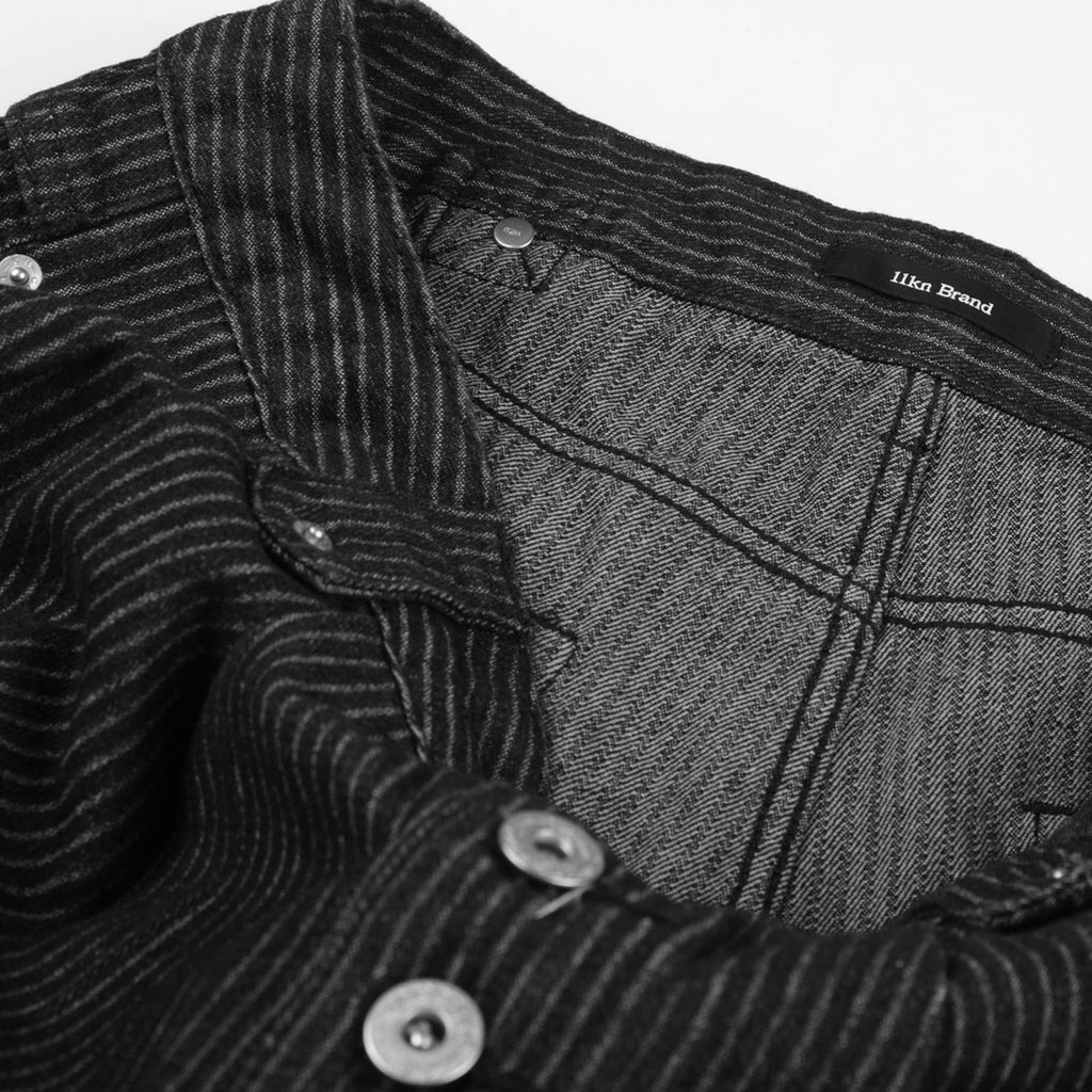 11KN Vintage Striped Pleated Cropped Jeans