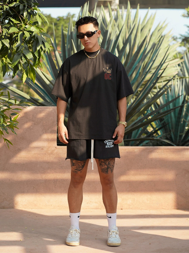 OOTC Retro Direct Injection Printing Small Neckline Tee