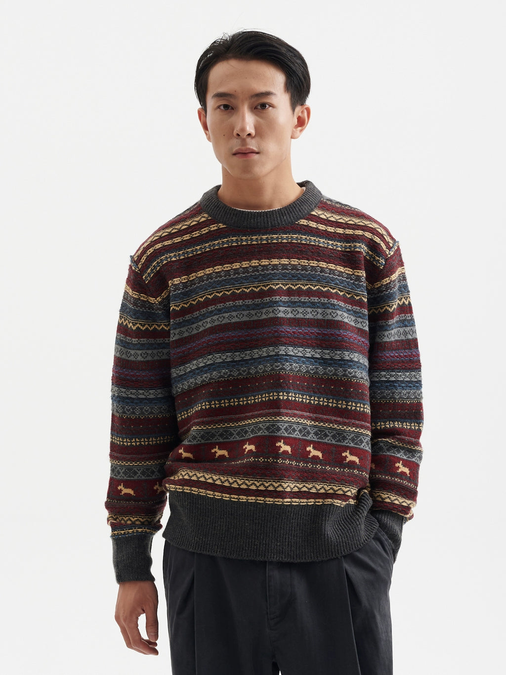 BUTTBILL Vintage Fair Island Crew Neck Sweater