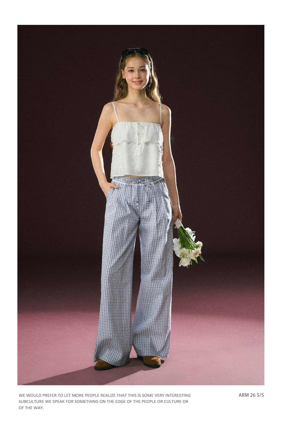 Ariseism Plaid Wide Leg Versatile Casual Pants