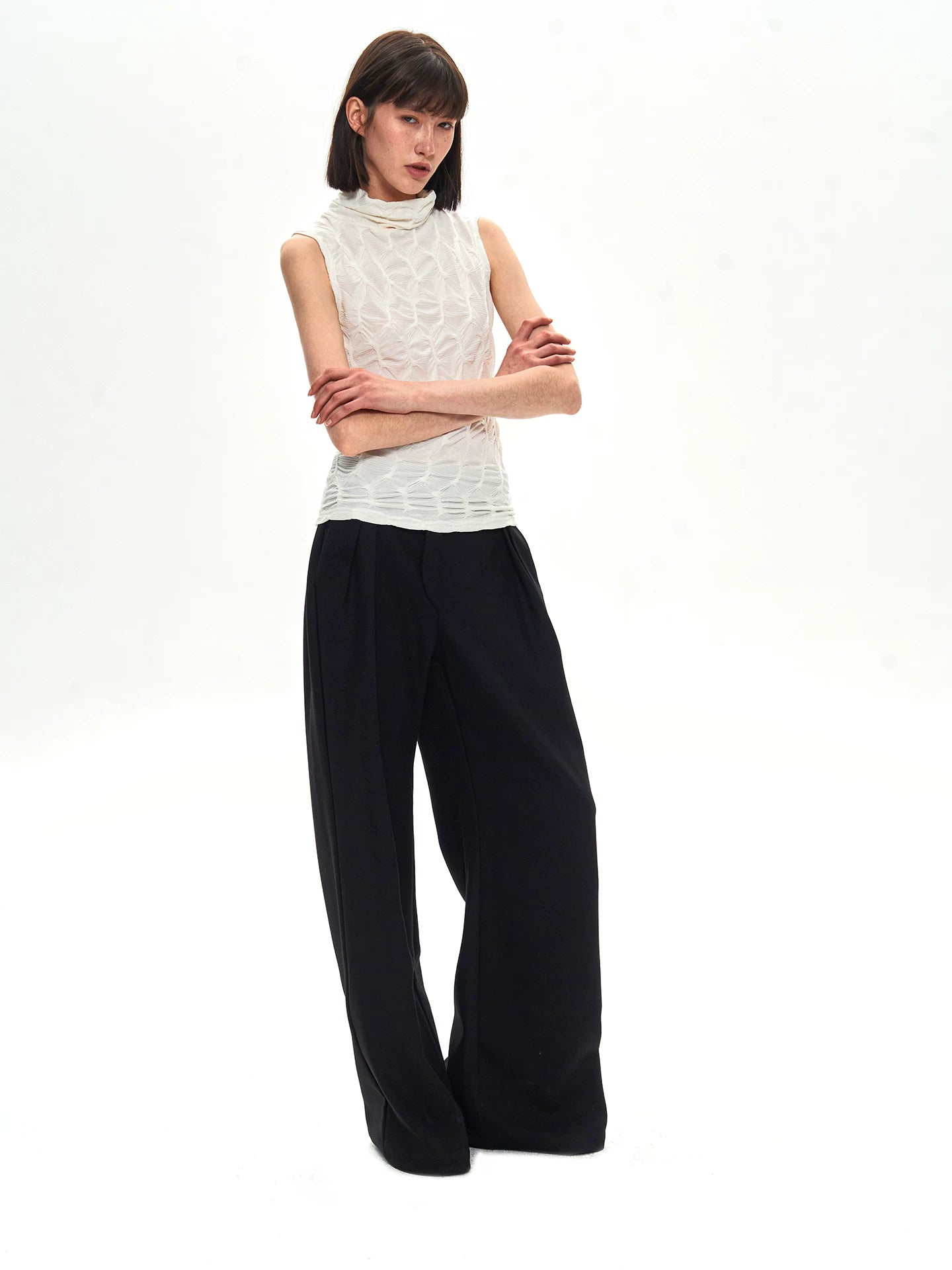 Slight Vogue Pleated Micro Stack Turtleneck Vest