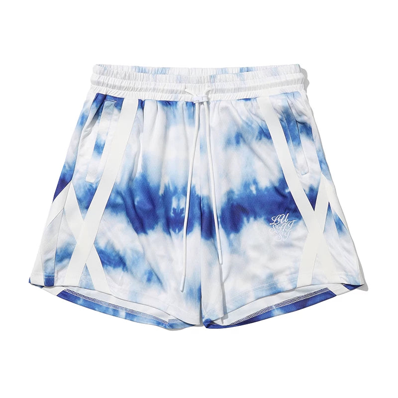 LUSHISI Stitching Drawstring Sports Shorts