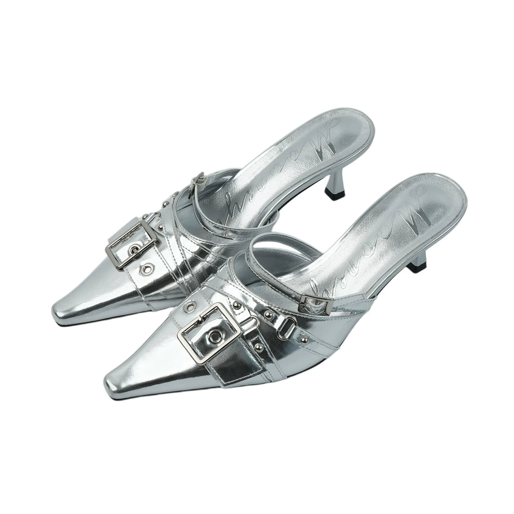 Mooreyu Pointed Belt Buckle Stilettos