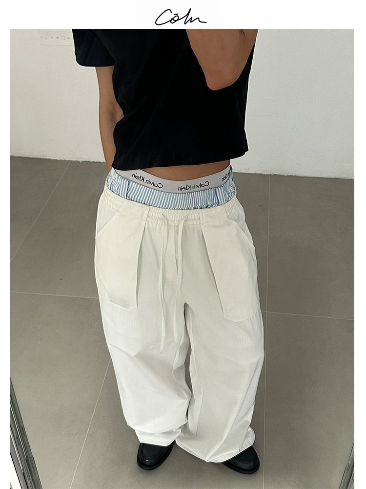 COLN Drawstring Special Pocket Design Casual Pants