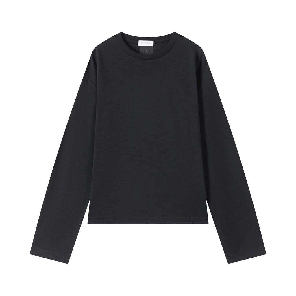 VLABMADE Vintage Embroidery Single Stitch Crew Neck Long Sleeve