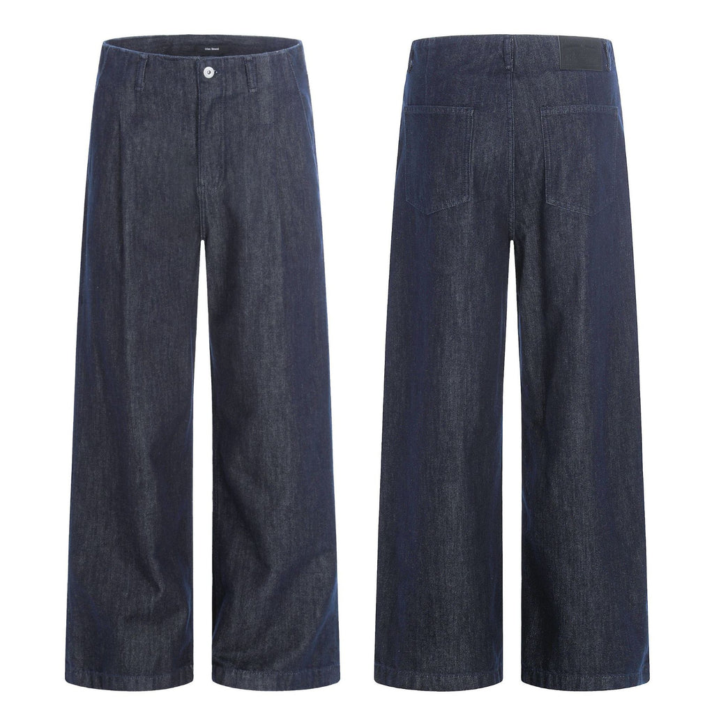 11KN Retro Simple Straight Double Pleated Loose Wide-leg Pants