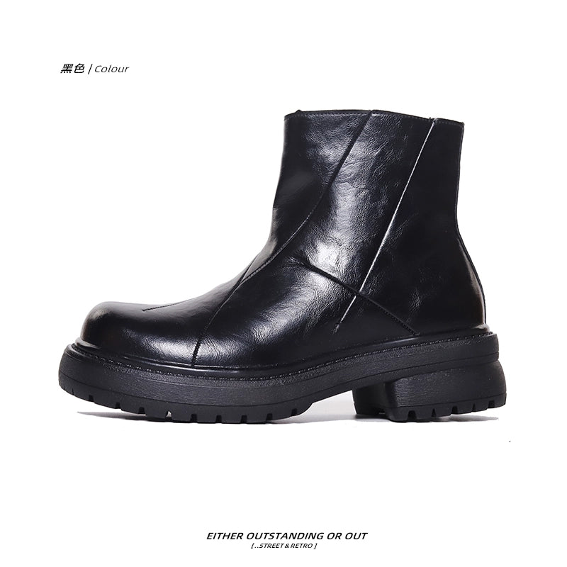 (Clearance) SHENLV STUDIO Height-increasing Thick-soled Upturned Martin Boots Leather Shoes