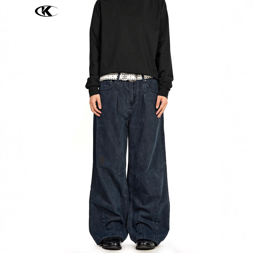 11KN Simple Retro Loose Straight-leg Pants