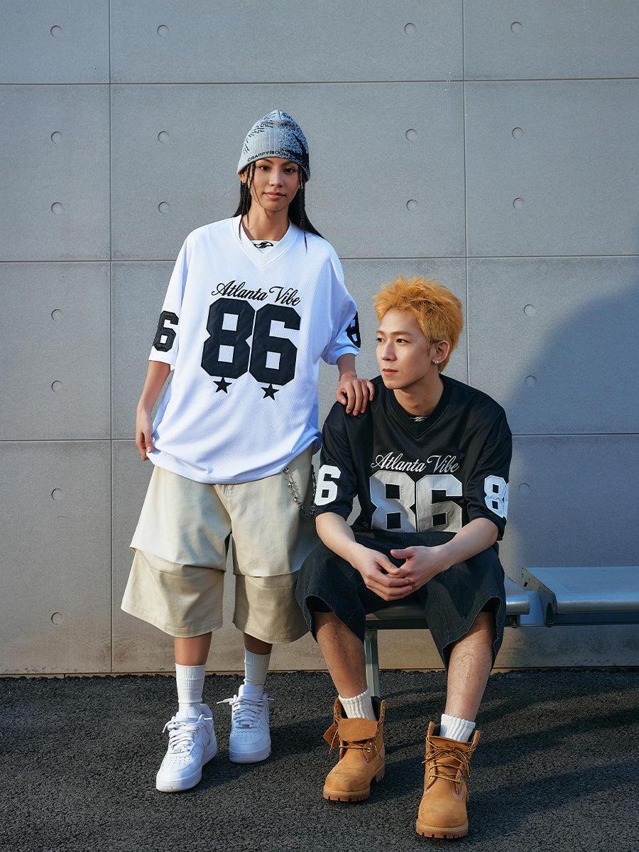 Harshandcruel  Vintage Digital Patch Embroidery Mesh Quick Drying Ice Hockey Tee