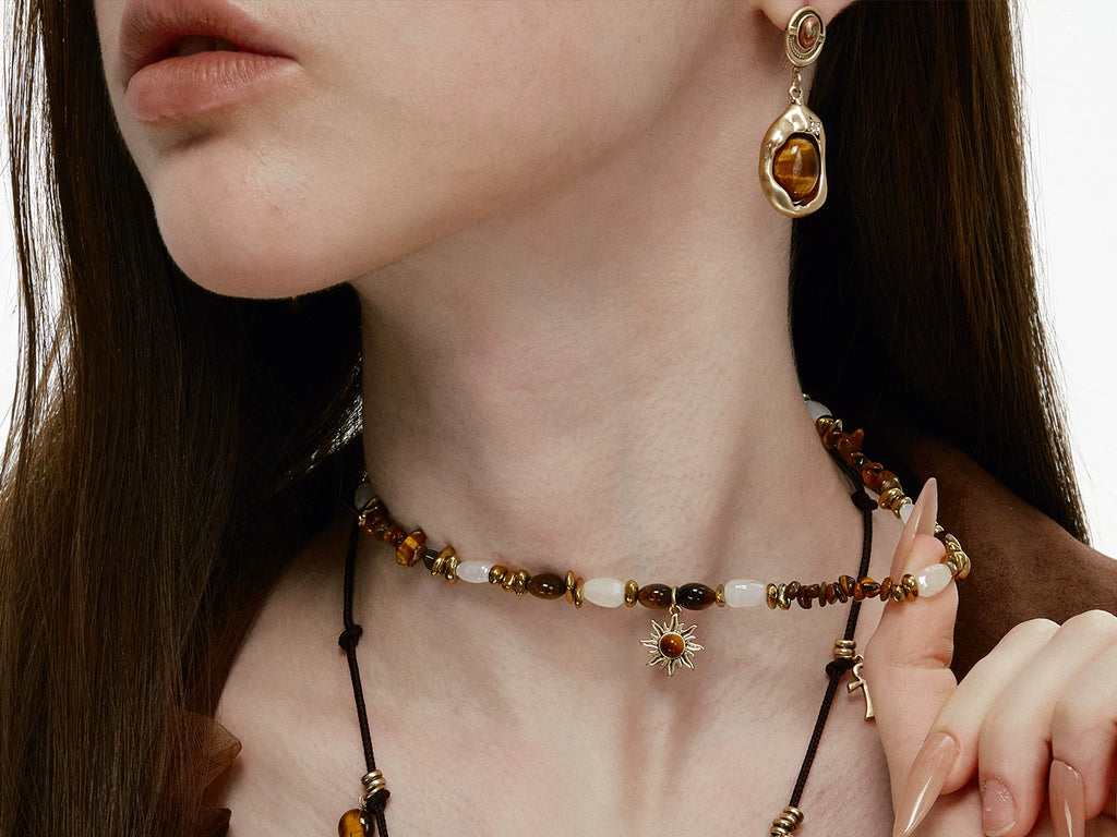 SUMIYAKI Vintage Beaded Double Layer Necklace