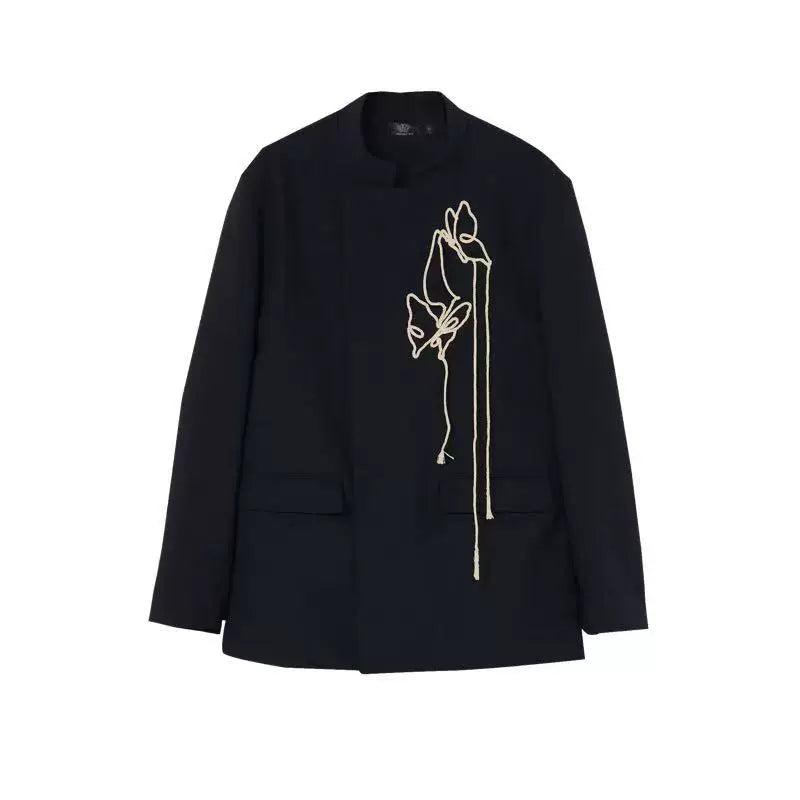 LOUMUTAKU Vintage Butterfly Handmade Rope Embroidered Blazer