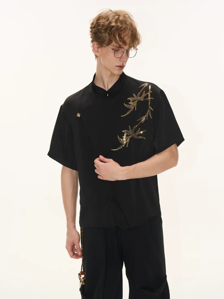 CNEW Golden Bamboo Sequined Embroidery Tee
