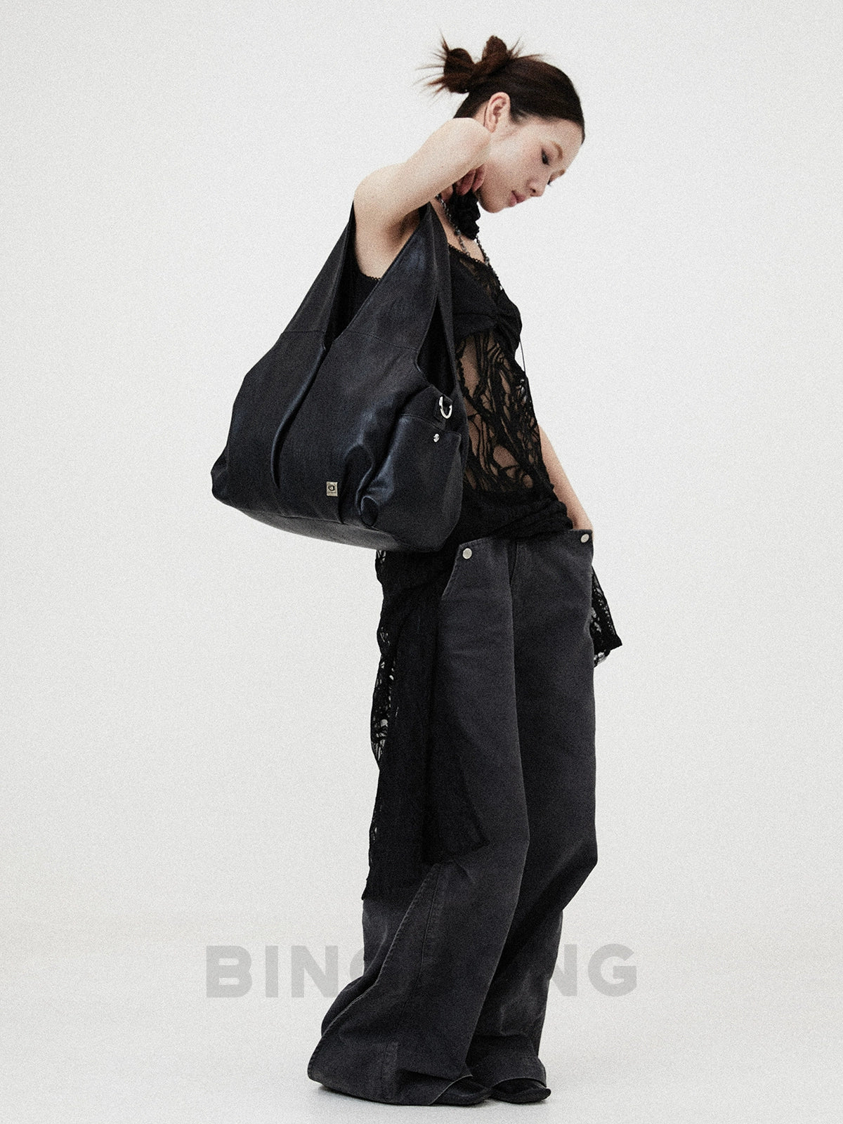 BINGBONG Soft Large Capacity Tote Bag Simple Messenger Bag