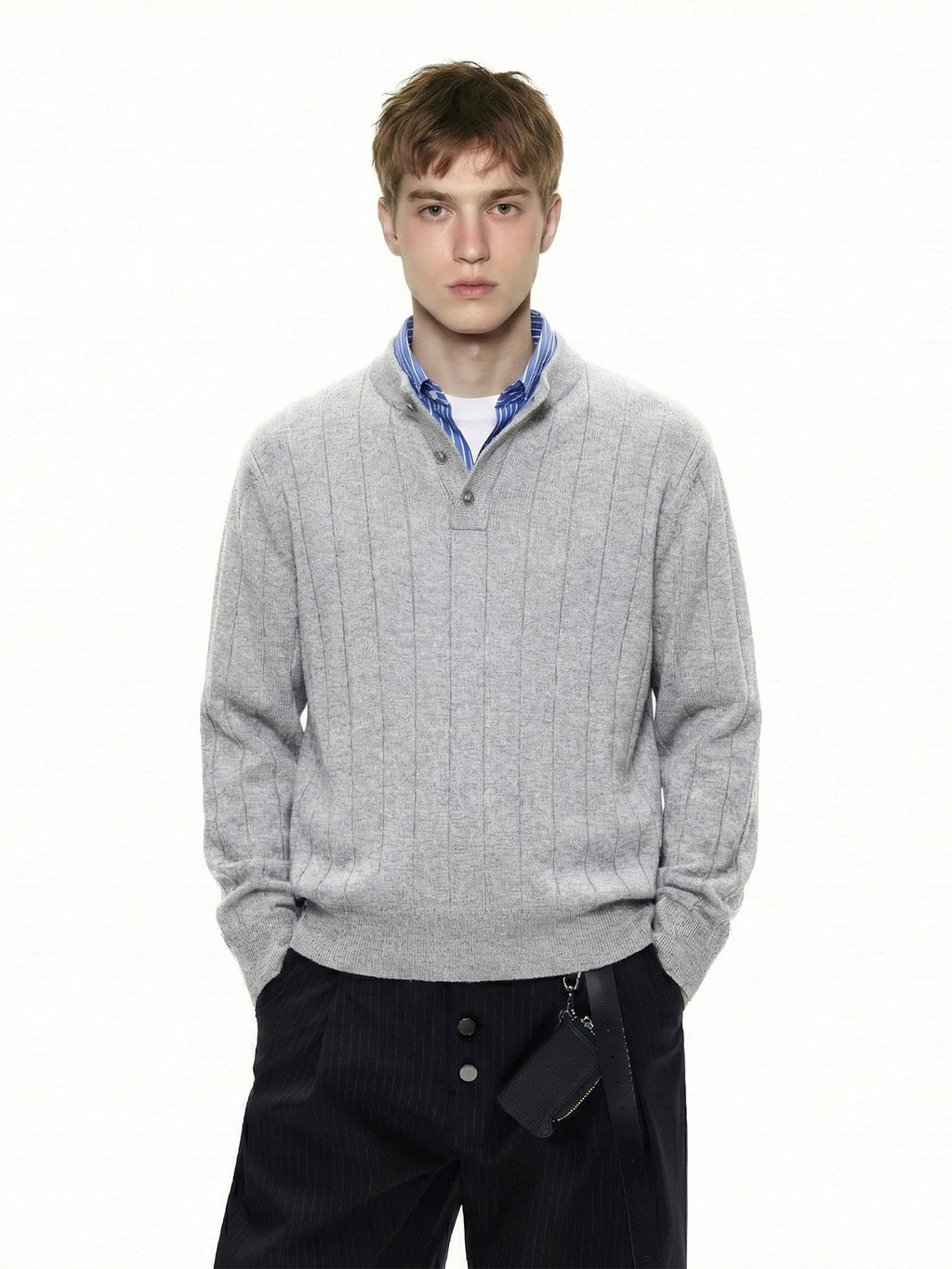 MADEEXTREME Vintage Henry Collar Casual Long Sleeve