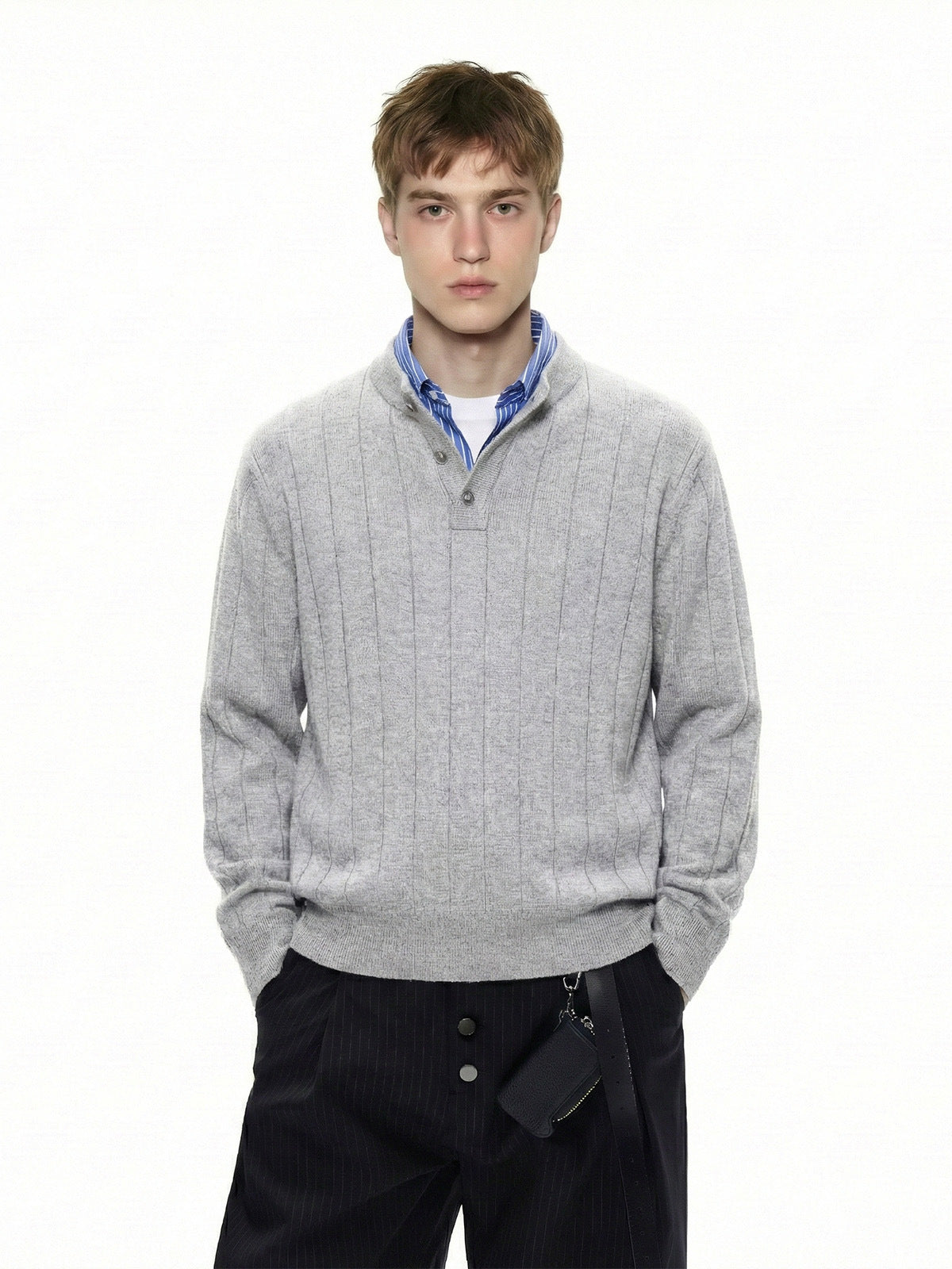 MADEEXTREME Vintage Henry Collar Casual Long Sleeve