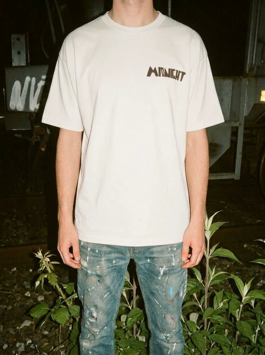 Wang Youbing Abstract Lines Human Face Graffiti Casual Tee