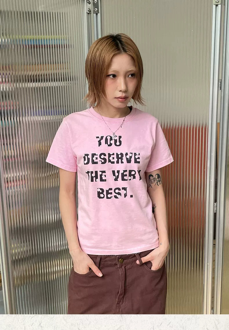 MMBBT Polka Dot Letter Print Round Neck Tee