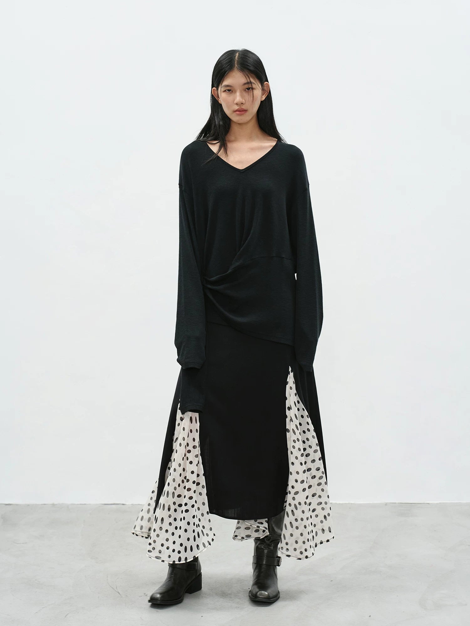EIGHTHMONTH Splicing Polka Dot Mesh Skirt