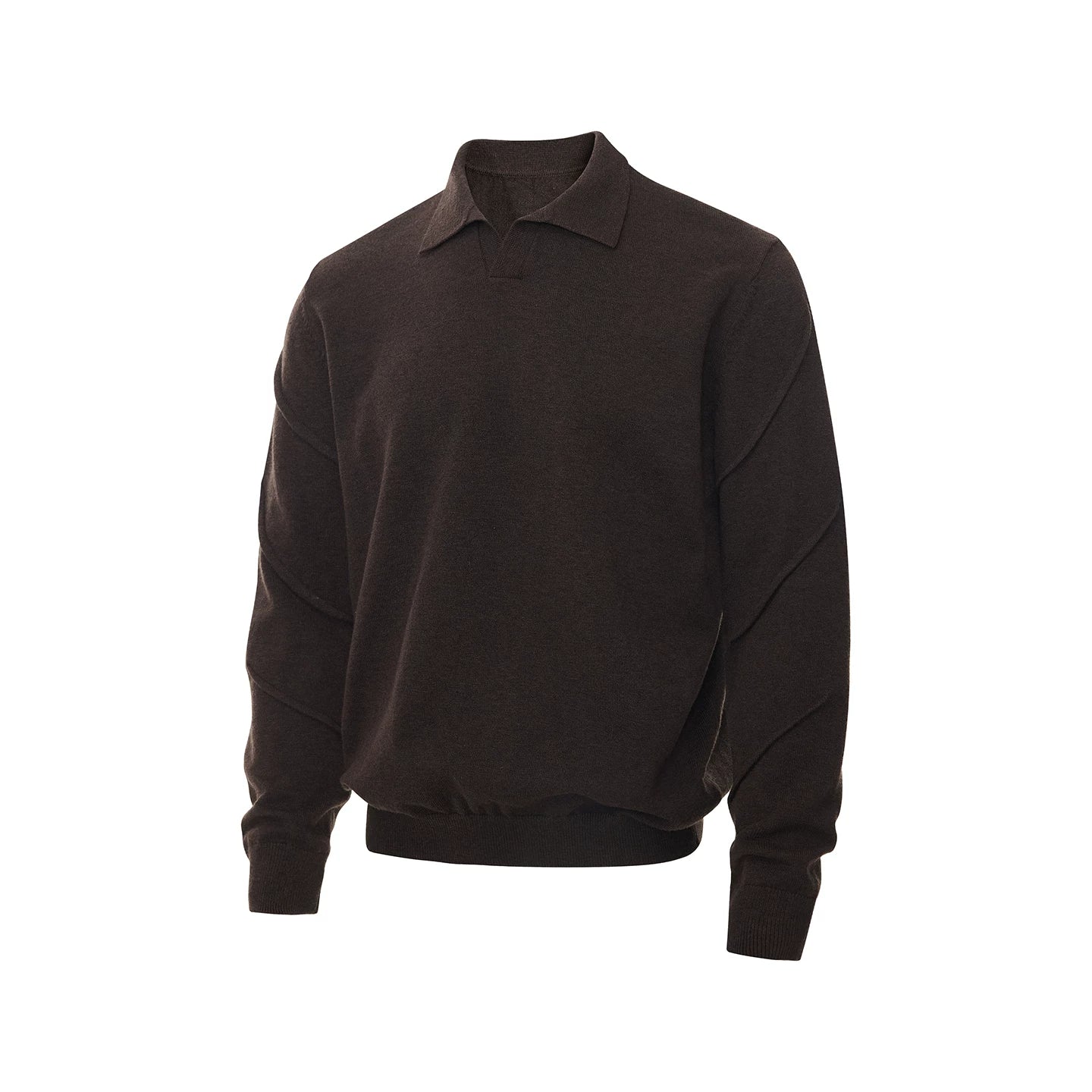 Borrowed Project V-Neck Knitted POLO Shirt Long Sleeve