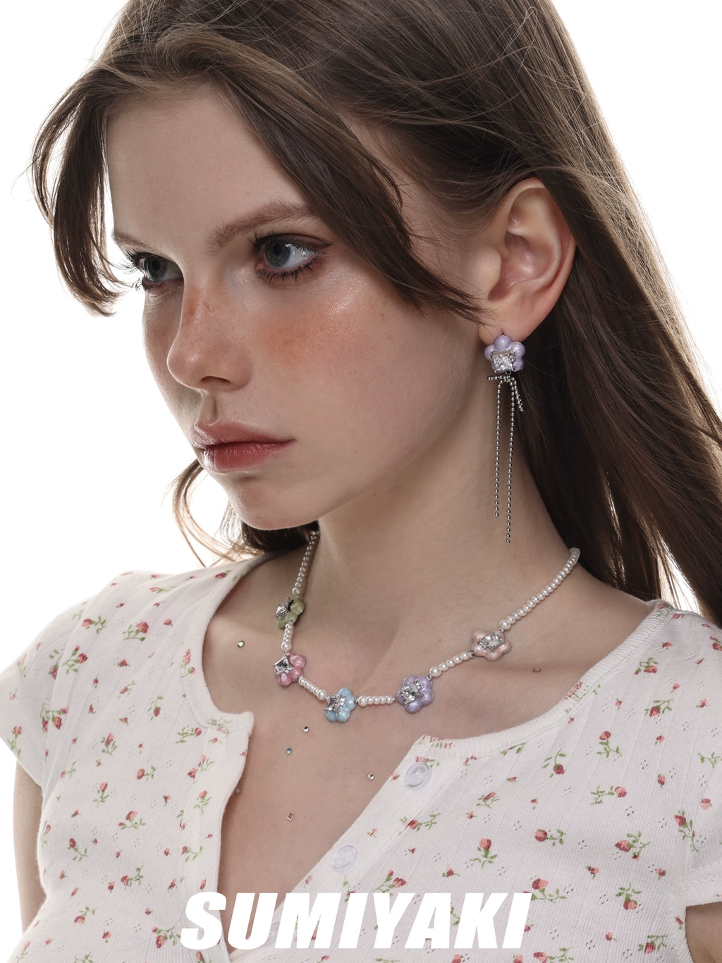 SUMIYAKI Dopamine Colored Flower Necklace Beads