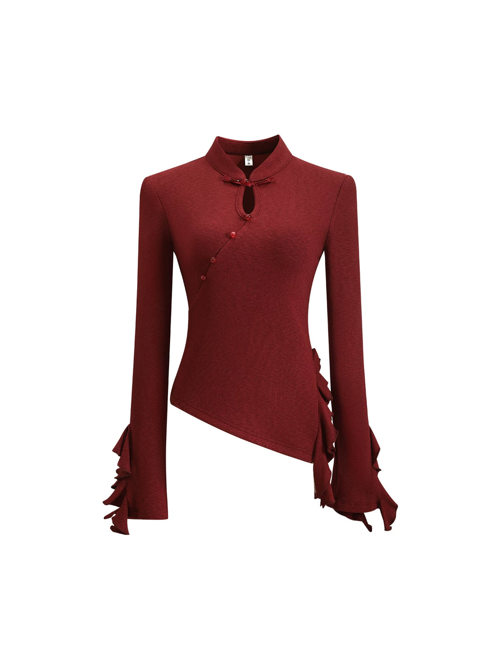 ZIHE Ruffle Edge Knitted Sweater Long Sleeve