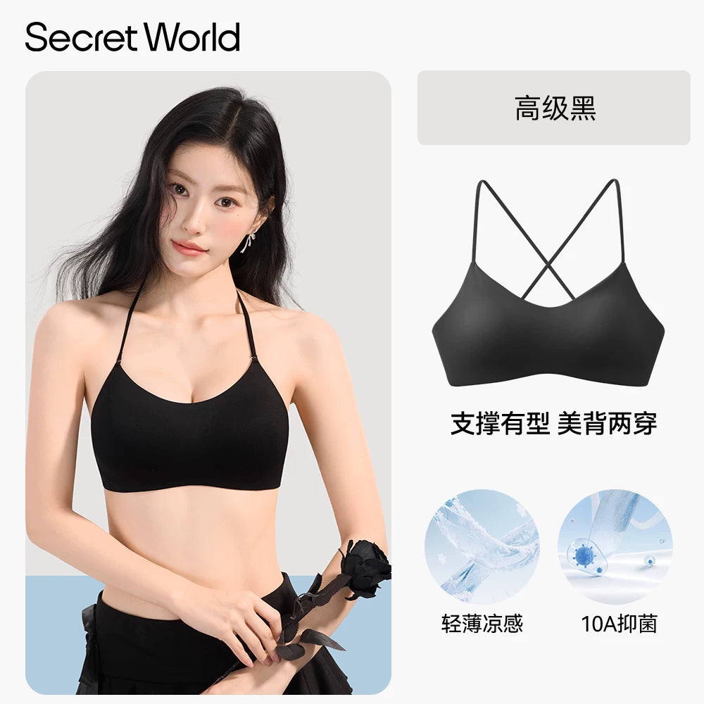 SecretWorld Crossed Traceless Sling Bra Cover