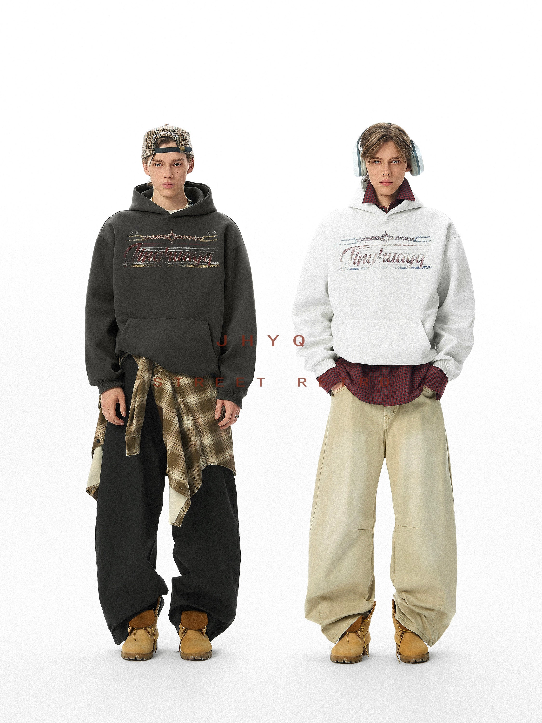 JHYQ Retro Letter Print Loose Sweater