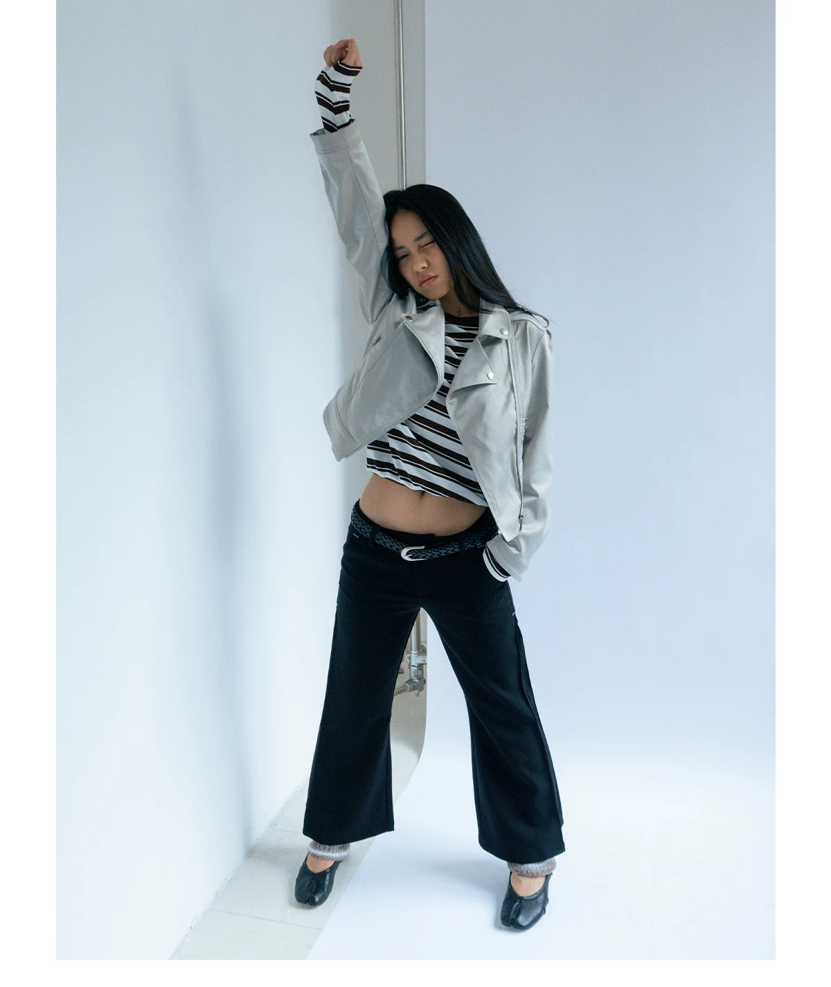 FUNKYFUN Side Slit Micro-horn Low-rise Eight-point Trousers