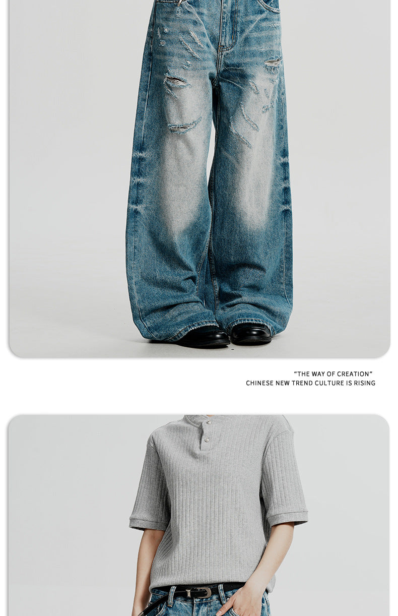 11KN Retro Old Loose Straight Jeans