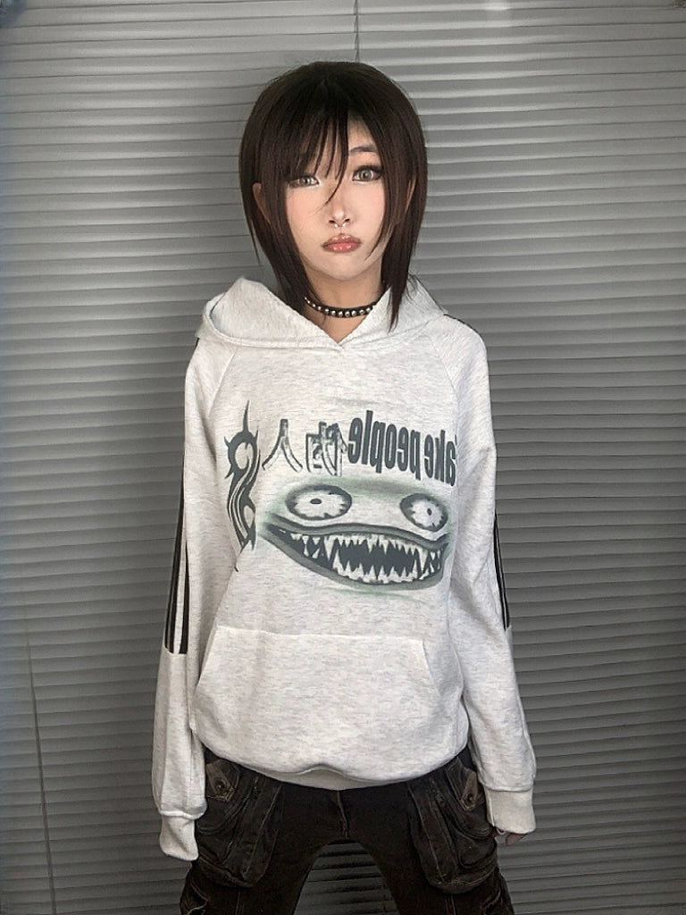 WEBBAR Pattern Print Hooded Sweater