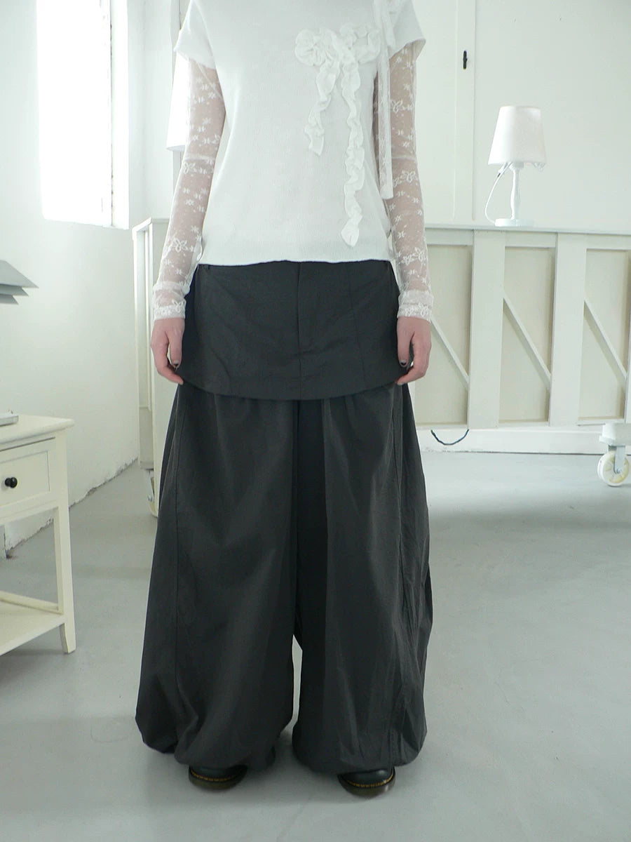 ANG: Project Fake Two-piece Splicing Stacked Wide-leg Loose Pants