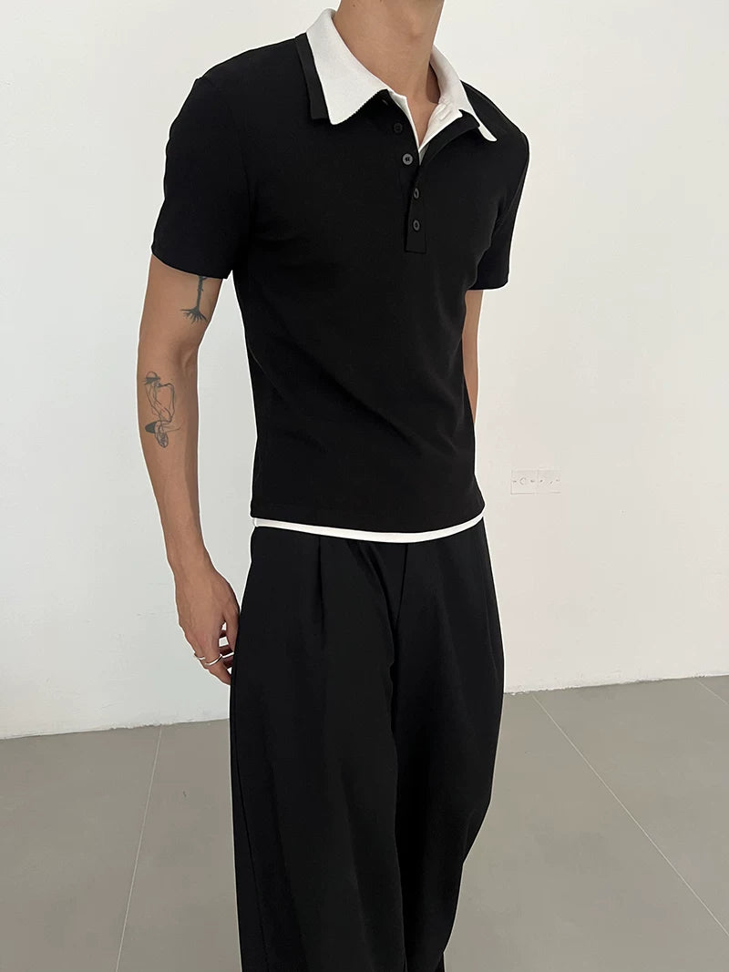 COLN Lapel Slim Casual Tee
