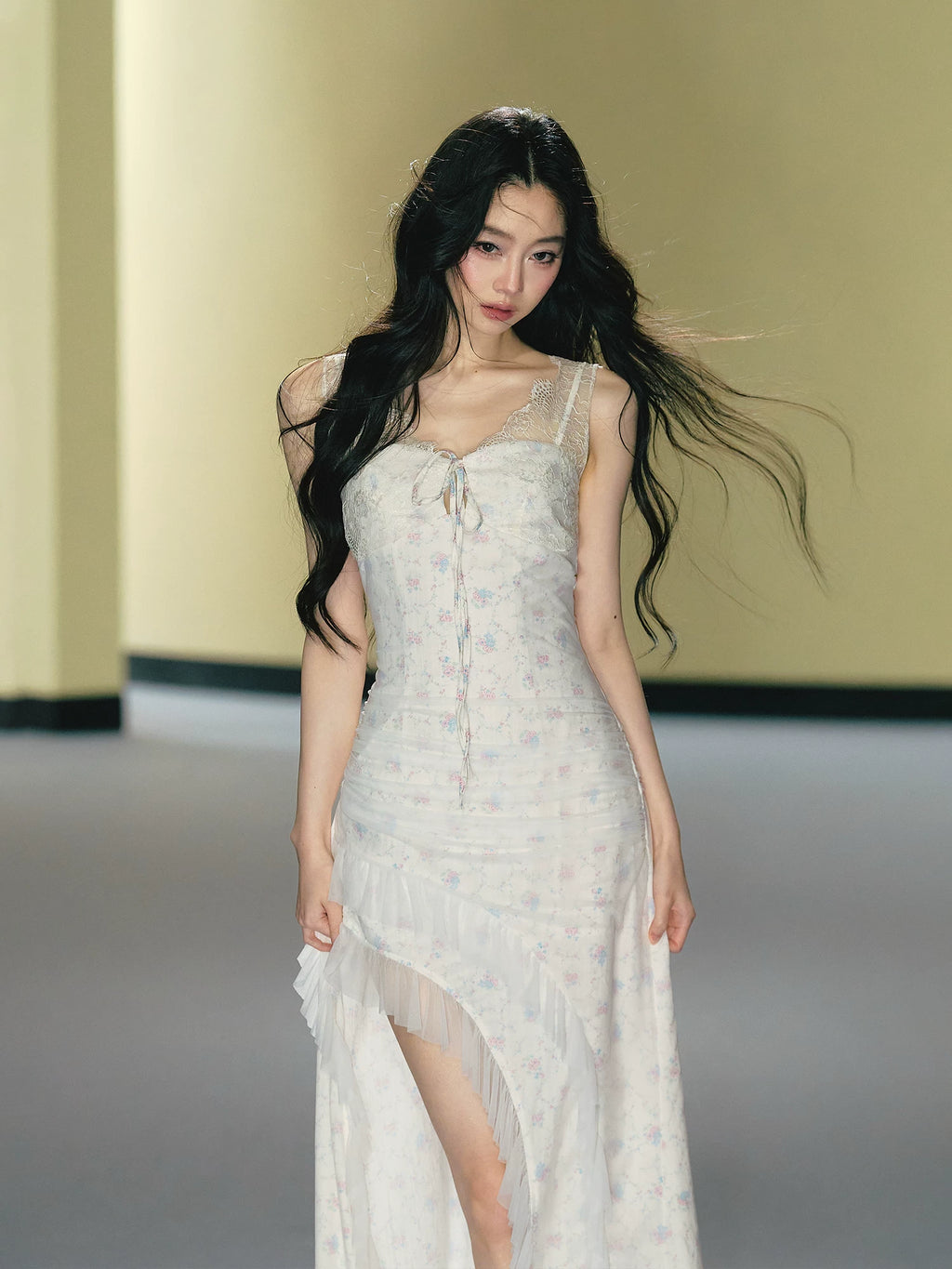 AGAM Floral Mesh Suspender Dress