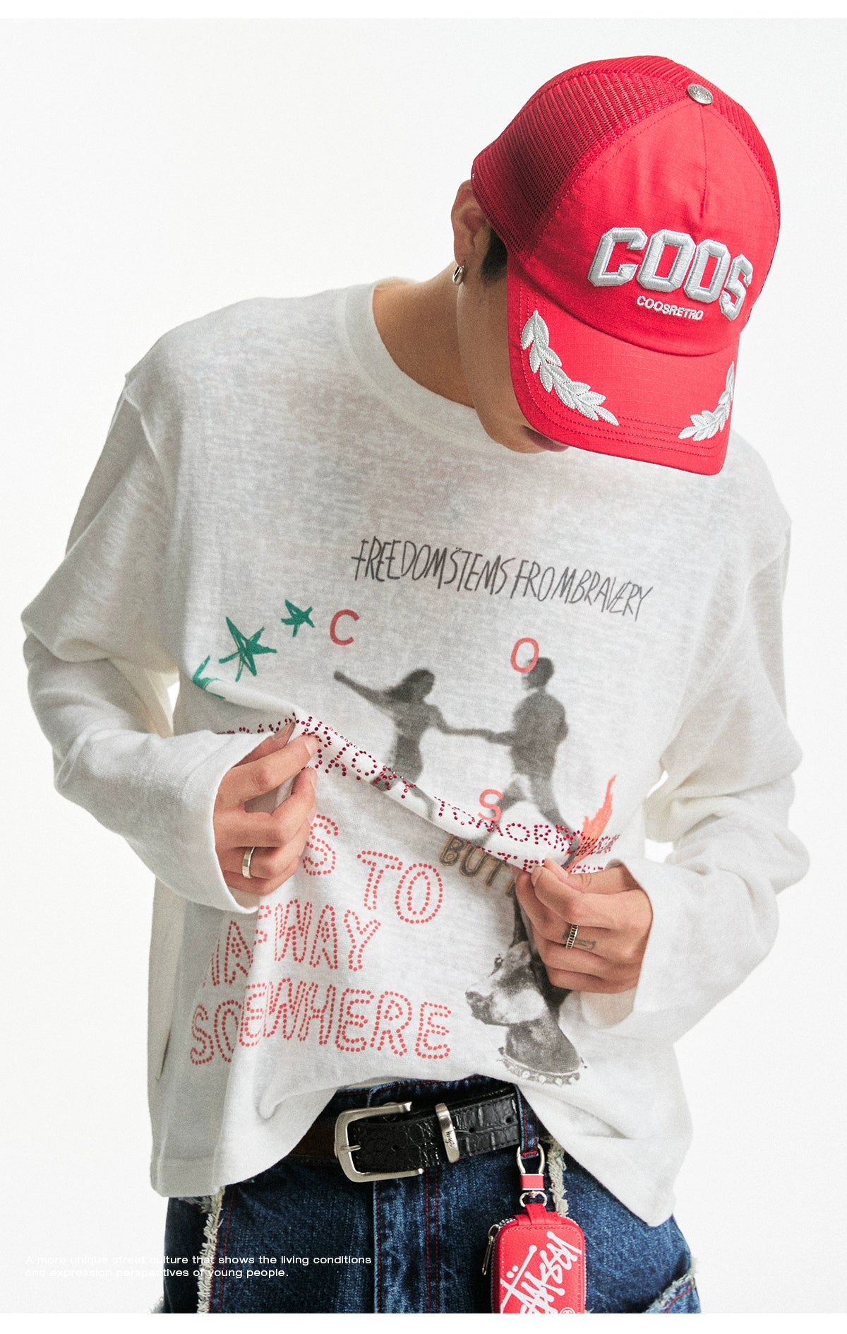 CoosRetro Vintage Loose Breathable Hot Diamond Printed Long Sleeve