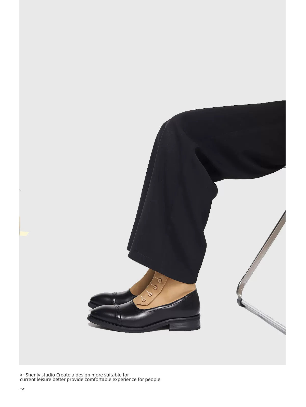 SHENLV STUDIO Pointed-toed Color-matching Short Leather Boots