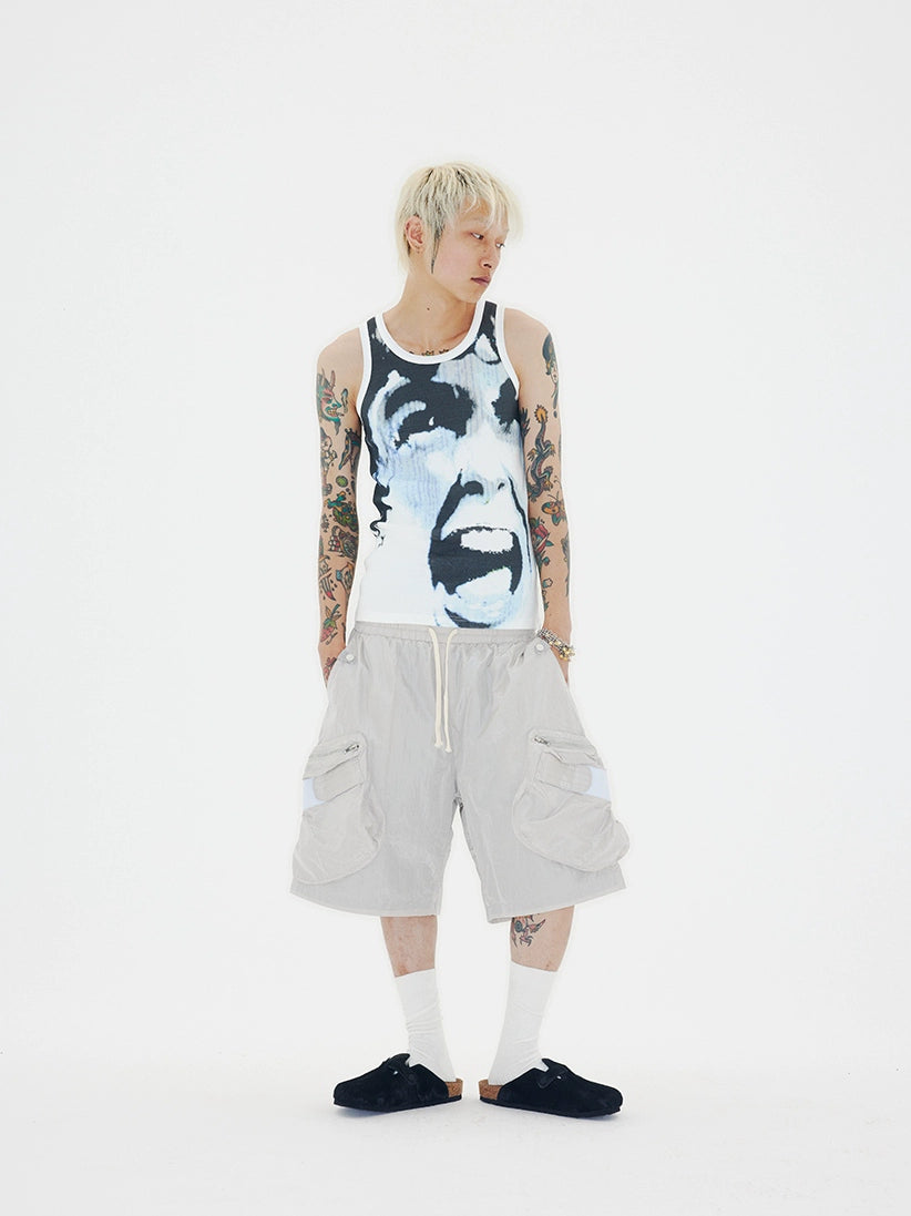 CHAI American Printed Ribbed Sleeveless Vest
